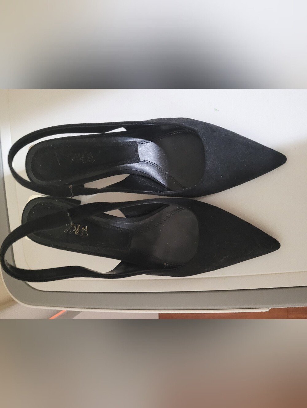 Zara Black Pointed Slingback Heels